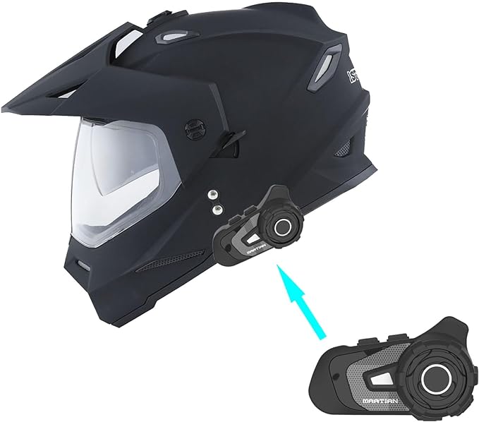 1Storm Youth Kids Dual Sport Dual Visor Motorcycle Motocross Off Road Full Face Helmet: Youth_HF802 + Motorcycle Bluetooth Headset