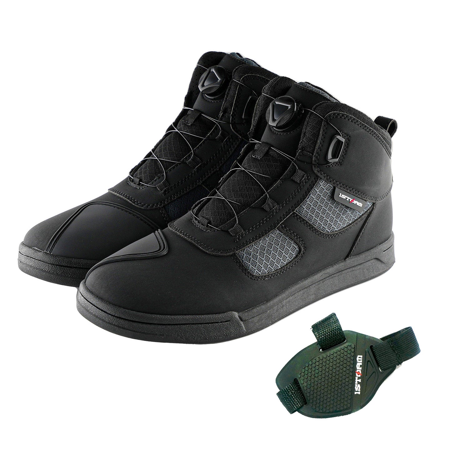 1Storm Men & Women Motorcycle Boots Micro Fiber Leather Street bike Casual Anti-Slip + Extra Gear Shift Boots Protector BT-HW-009