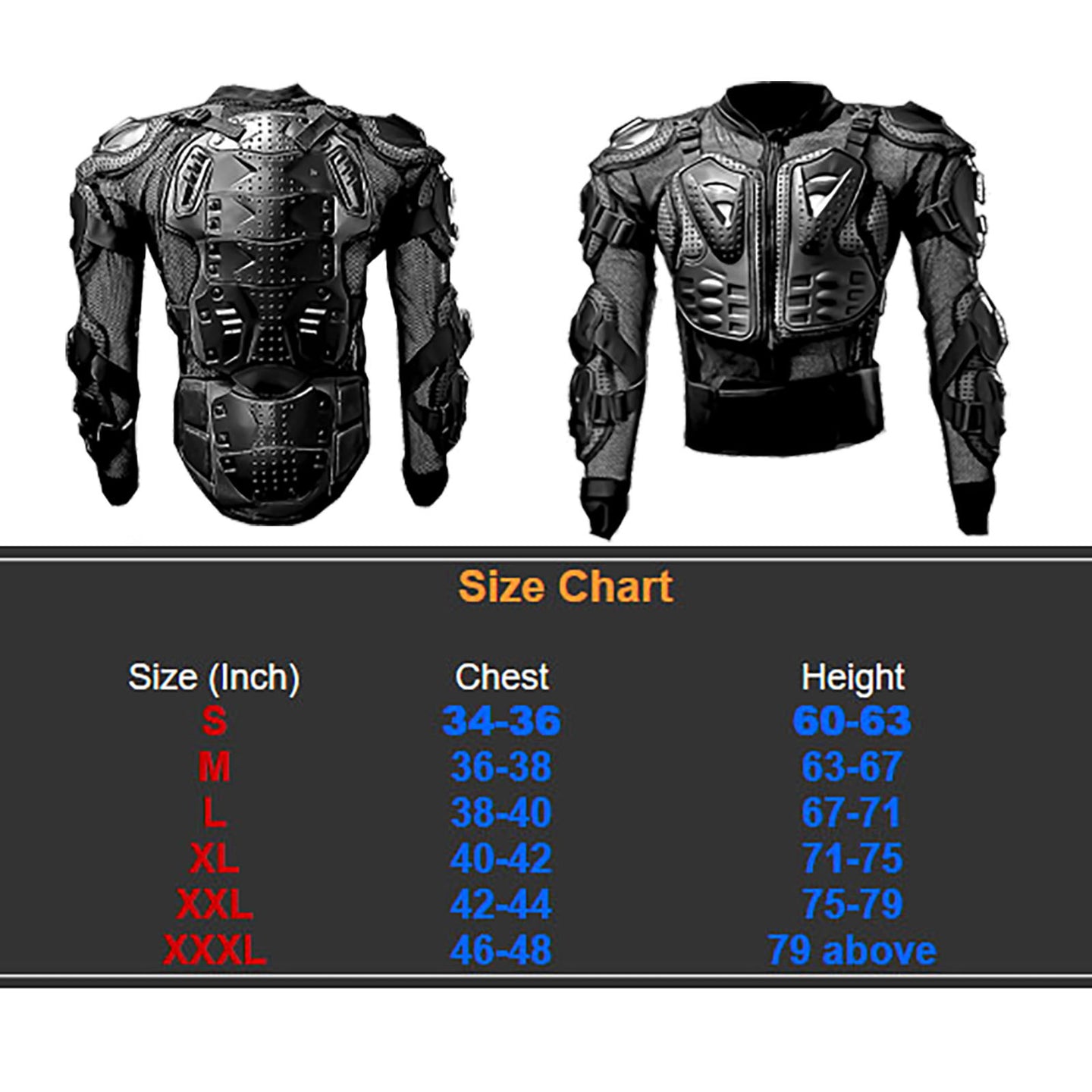 WOW Motorcycle Motocross Bike Guard Protector Adult Body Armor A1 Black