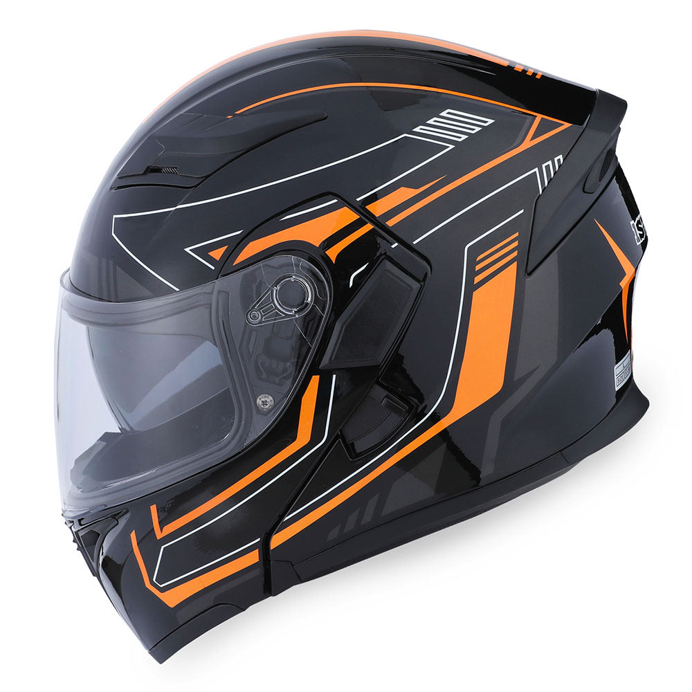 1Storm Motorcycle Modular Full Face Flip up Dual Visor Helmet + Spoiler + Motorcycle Bluetooth Headset: HB89