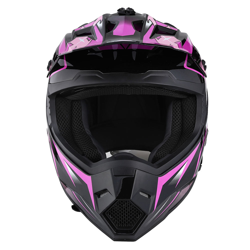 1Storm Youth Kids Motocross Helmet BMX MX Bike Helmet Teenager Racing Style Youth_HF801 + Goggles + Skeleton Glove Bundle