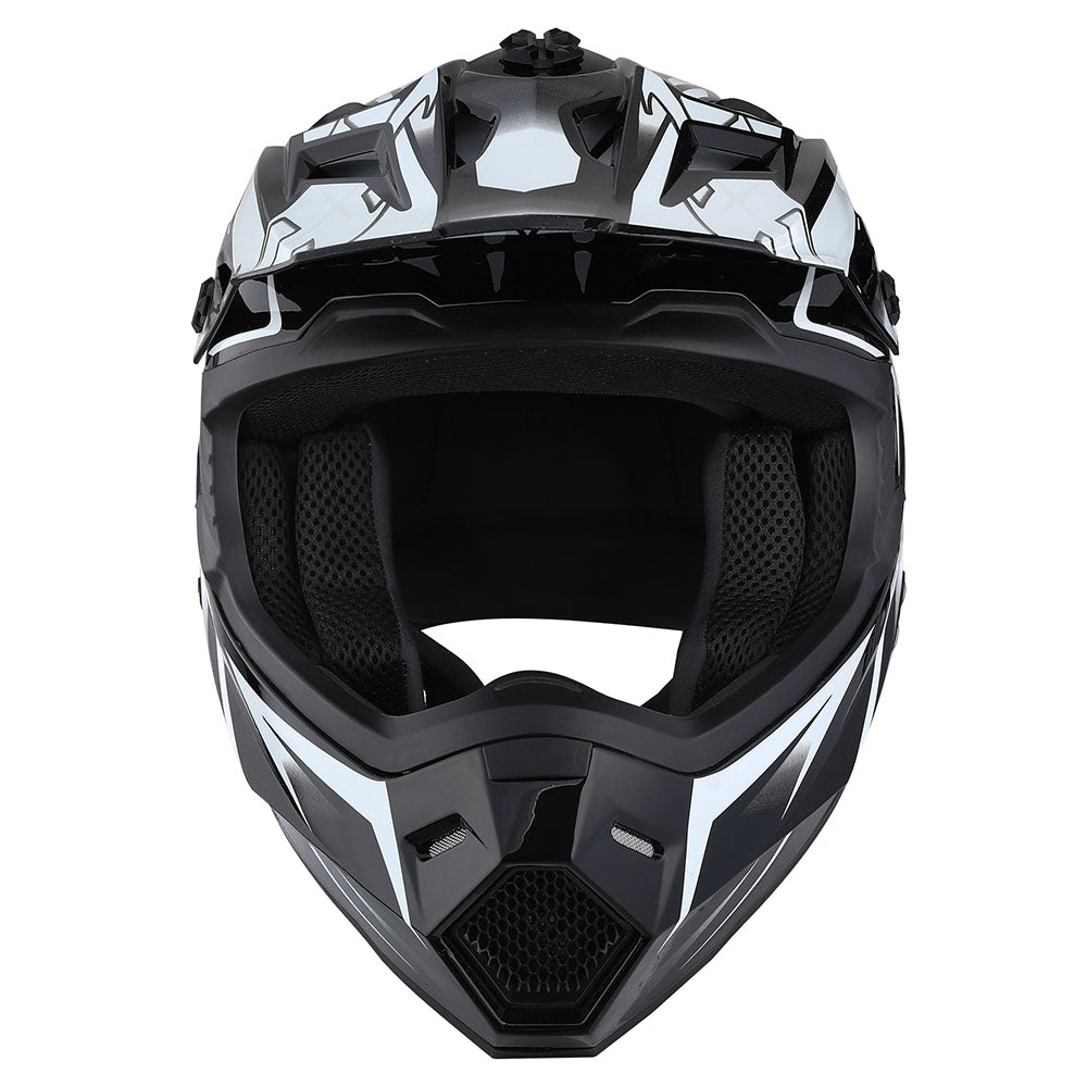 1Storm Youth Kids Motocross Helmet BMX MX Bike Helmet Teenager Racing Style Youth_HF801 + Goggles + Skeleton Glove Bundle