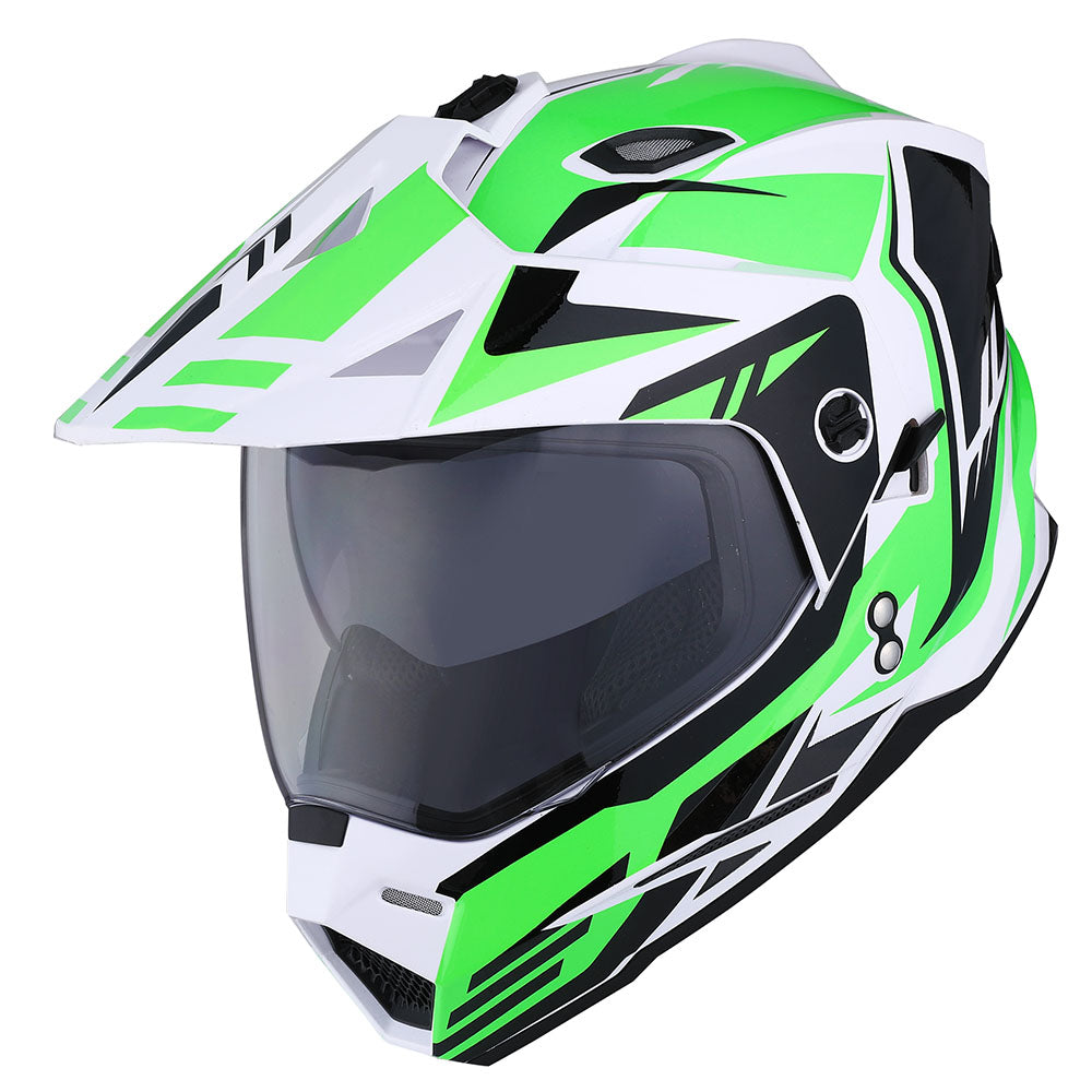 1Storm Youth Kids Dual Sport Dual Visor Motorcycle Motocross Off Road Full Face Helmet: Youth_HF802 + Motorcycle Bluetooth Headset