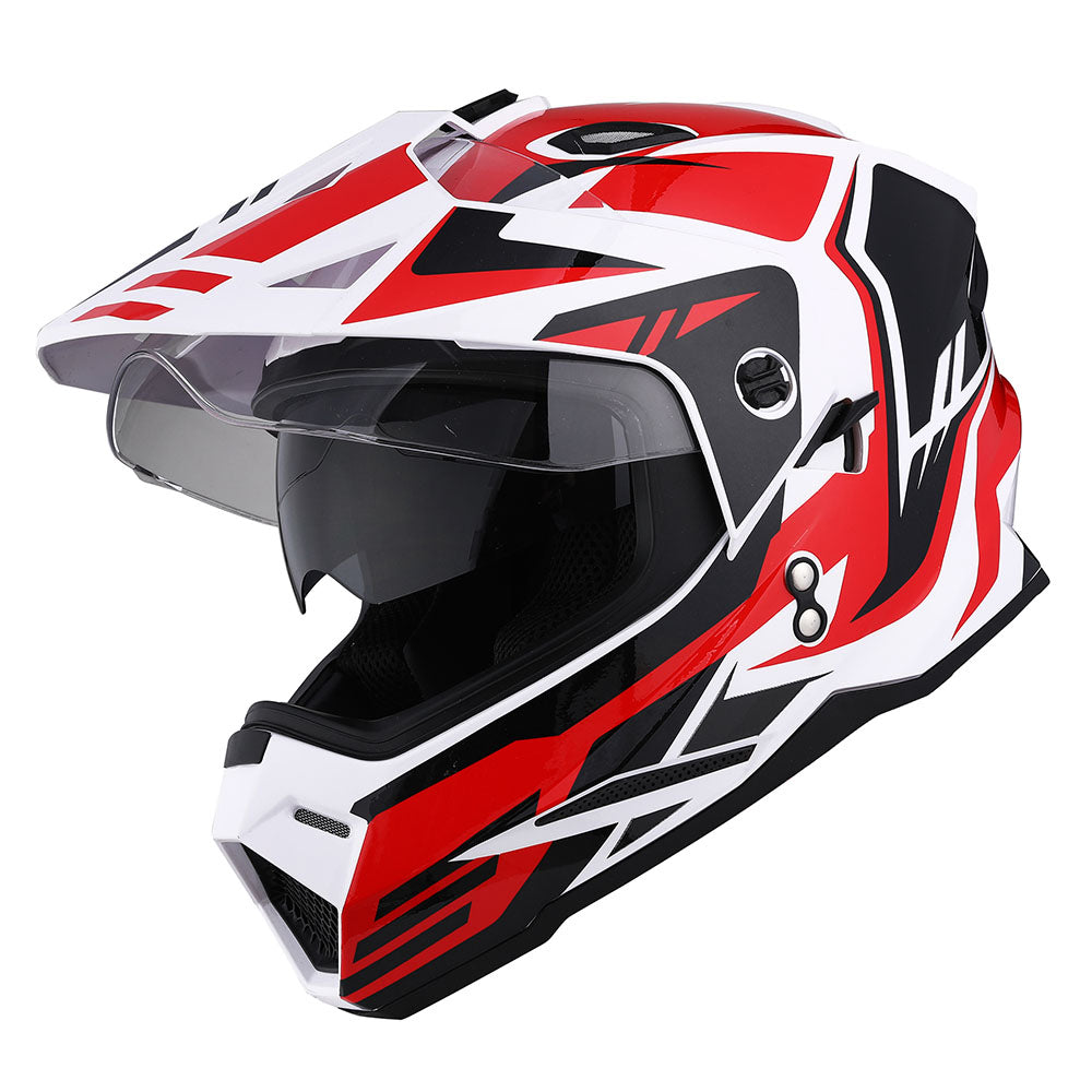 1Storm Youth Kids Dual Sport Dual Visor Motorcycle Motocross Off Road Full Face Helmet: Youth_HF802 + Motorcycle Bluetooth Headset