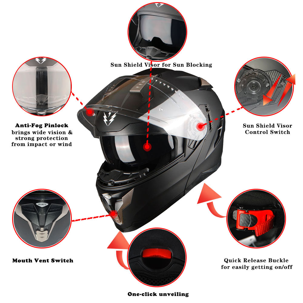 1Storm Motorcycle Full Face Helmet Visor Shield for Brand 1Storm Helmet: NEW Model HJA119, A119