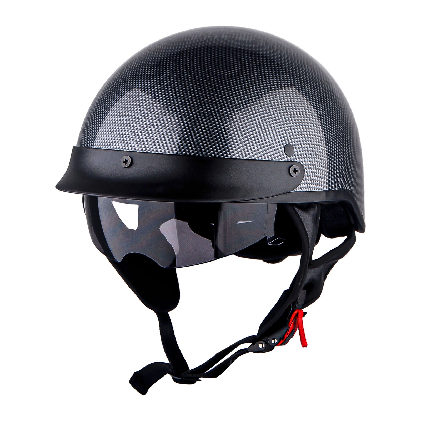 1Storm Motorcycle Half Face Helmet Mopeds Scooter Pilot with retratable Inner Smoked Visor: HKY205V