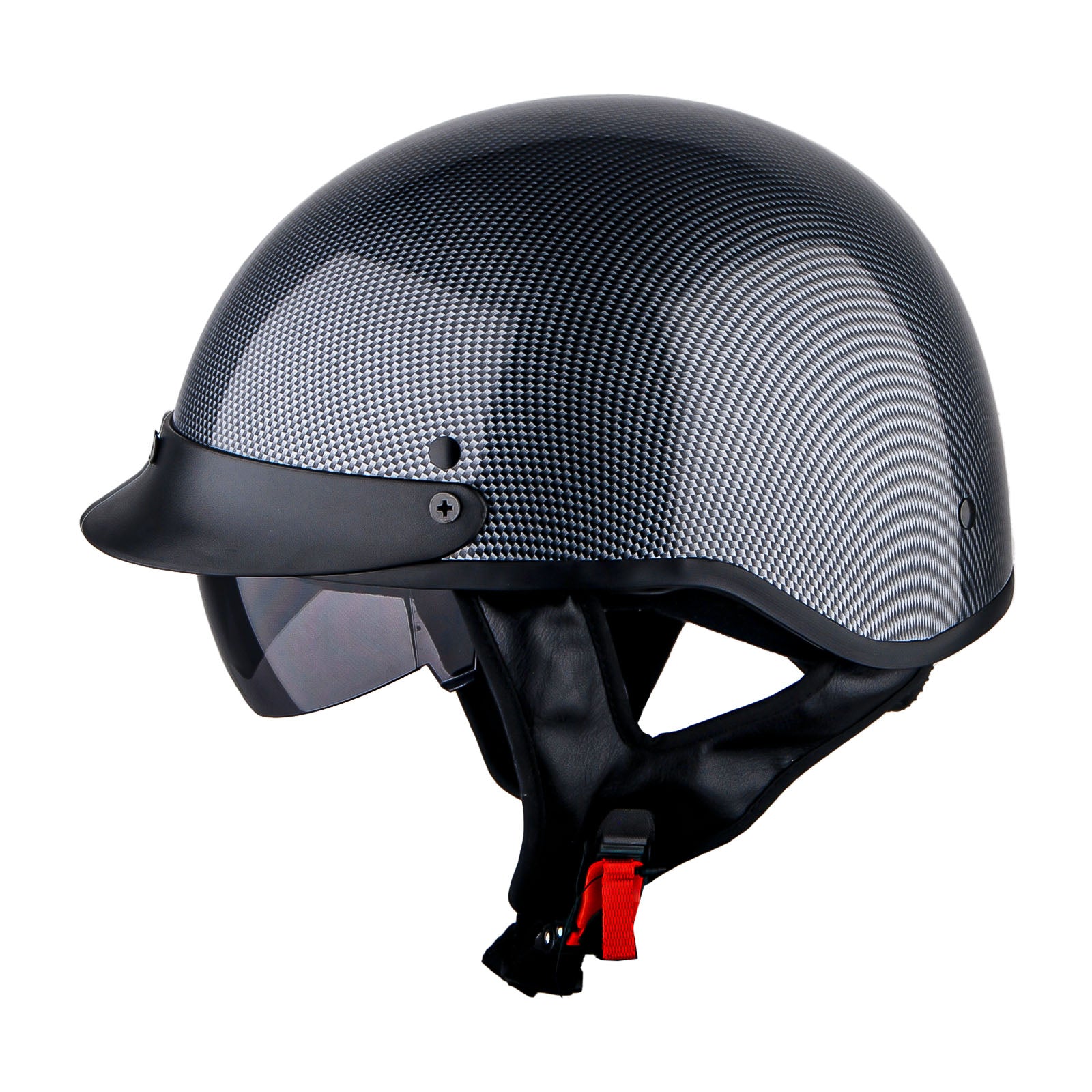 1Storm Motorcycle Half Face Helmet Mopeds Scooter Pilot with retratable Inner Smoked Visor: HKY205V