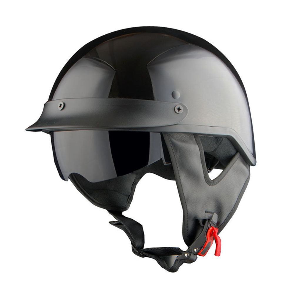 1Storm Motorcycle Half Face Helmet Mopeds Scooter Pilot with retratable Inner Smoked Visor: HKY205V