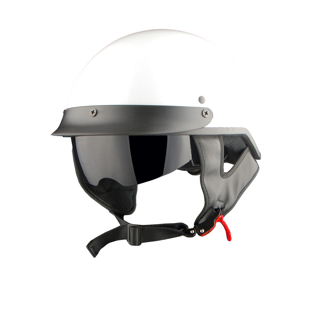 1Storm Motorcycle Half Face Helmet Mopeds Scooter Pilot with retratable Inner Smoked Visor: HKY205V
