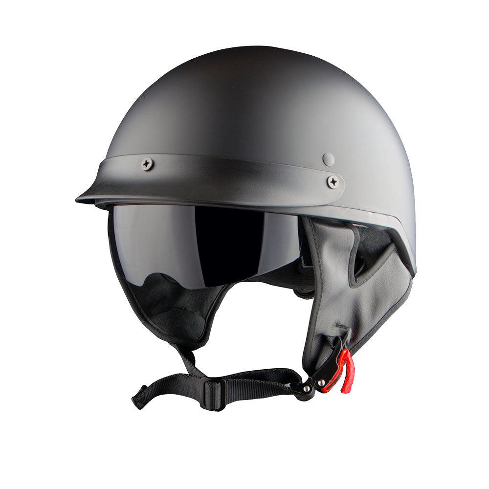 1Storm Motorcycle Half Face Helmet Mopeds Scooter Pilot with retratable Inner Smoked Visor: HKY205V
