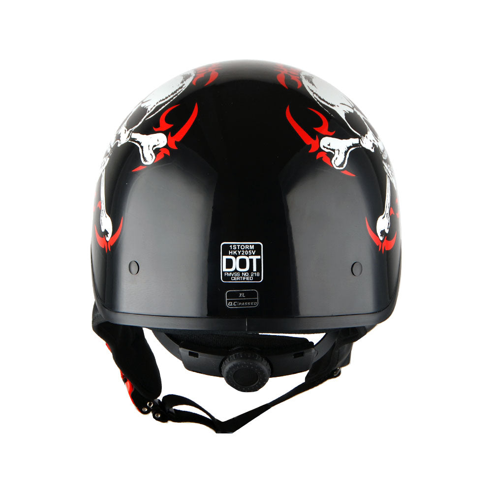 1Storm Motorcycle Half Face Helmet Mopeds Scooter Pilot with retratable Inner Smoked Visor: HKY205V