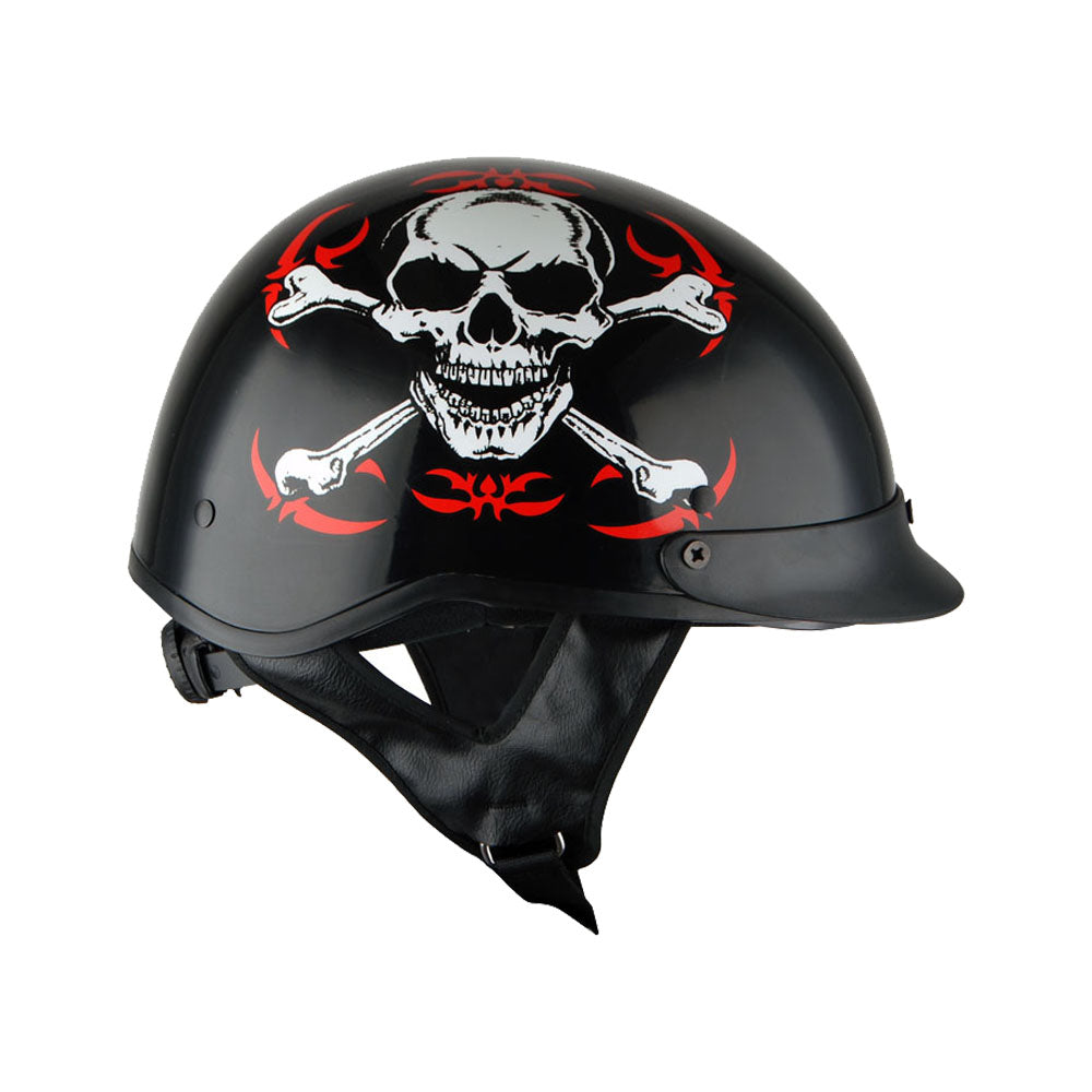 1Storm Motorcycle Half Face Helmet Mopeds Scooter Pilot with retratable Inner Smoked Visor: HKY205V