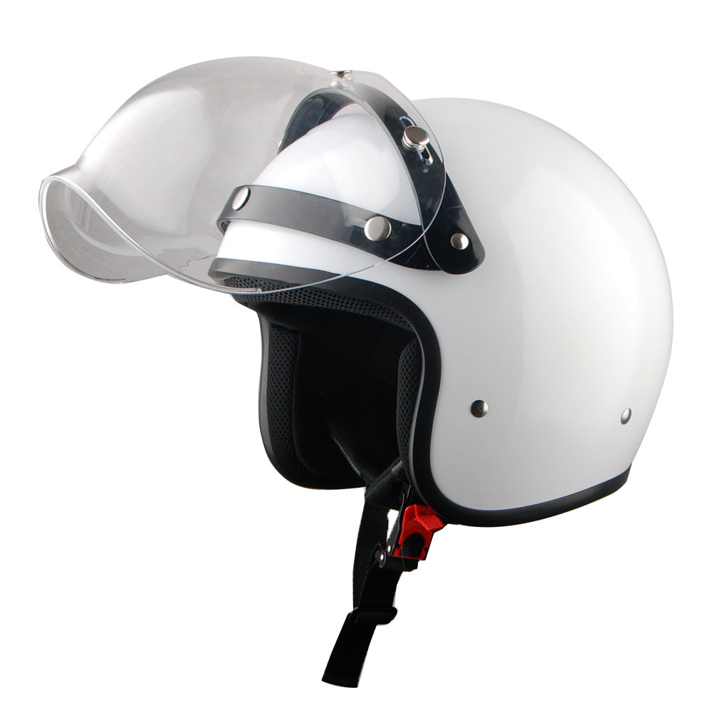 1Storm Motorcycle Open Face Helmet Mopeds Scooter Pilot Half Face Helmet with Detachable Clear Shield: HKY207Clear
