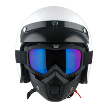 1Storm Motorcycle Open Face Helmet Mopeds Scooter Pilot Half Face Helmet with Peak Visor, HKY207 + Tinted Goggle Bundle