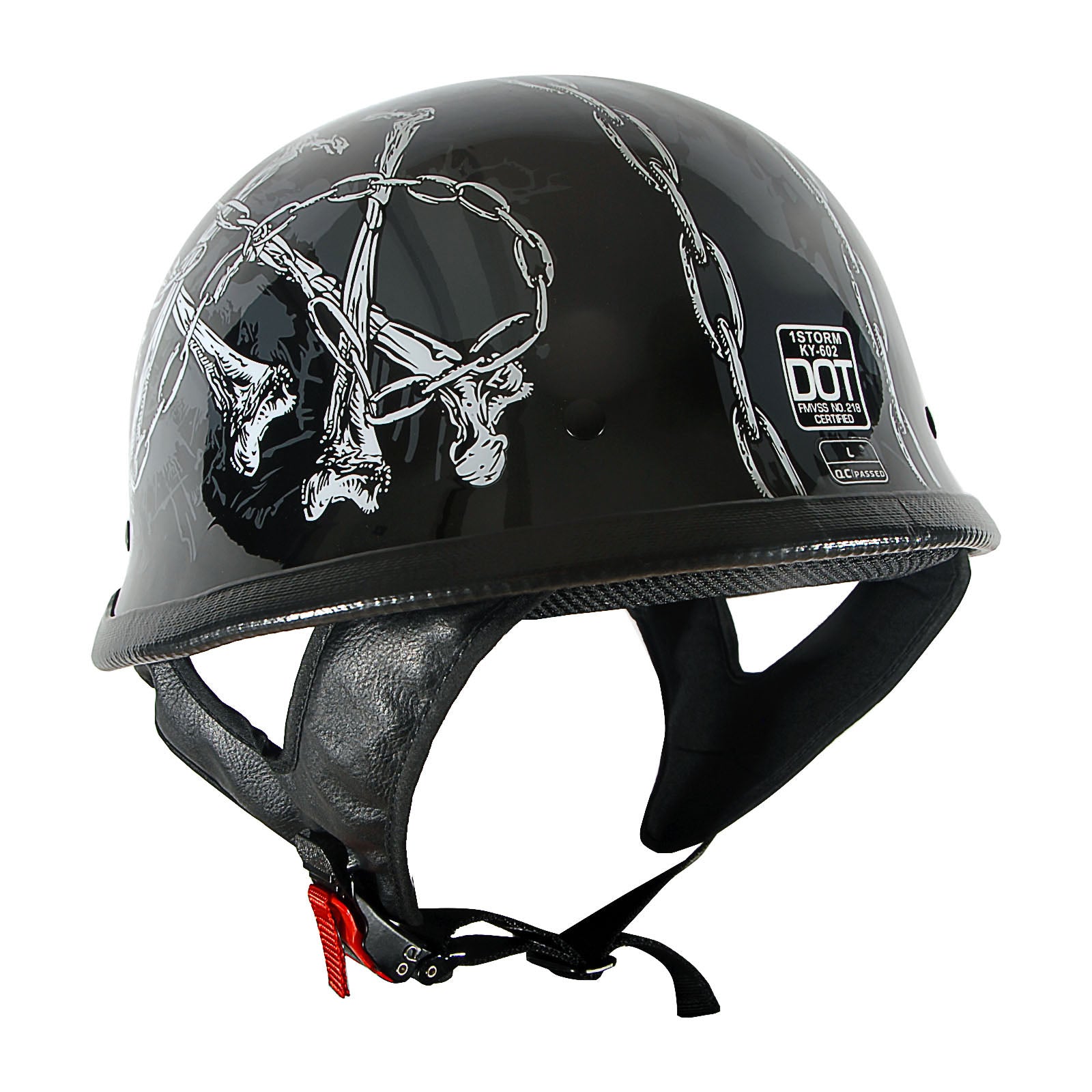 1Storm Novelty Motorcycle Helmet Half Face German Style DOT Approved: HKY602