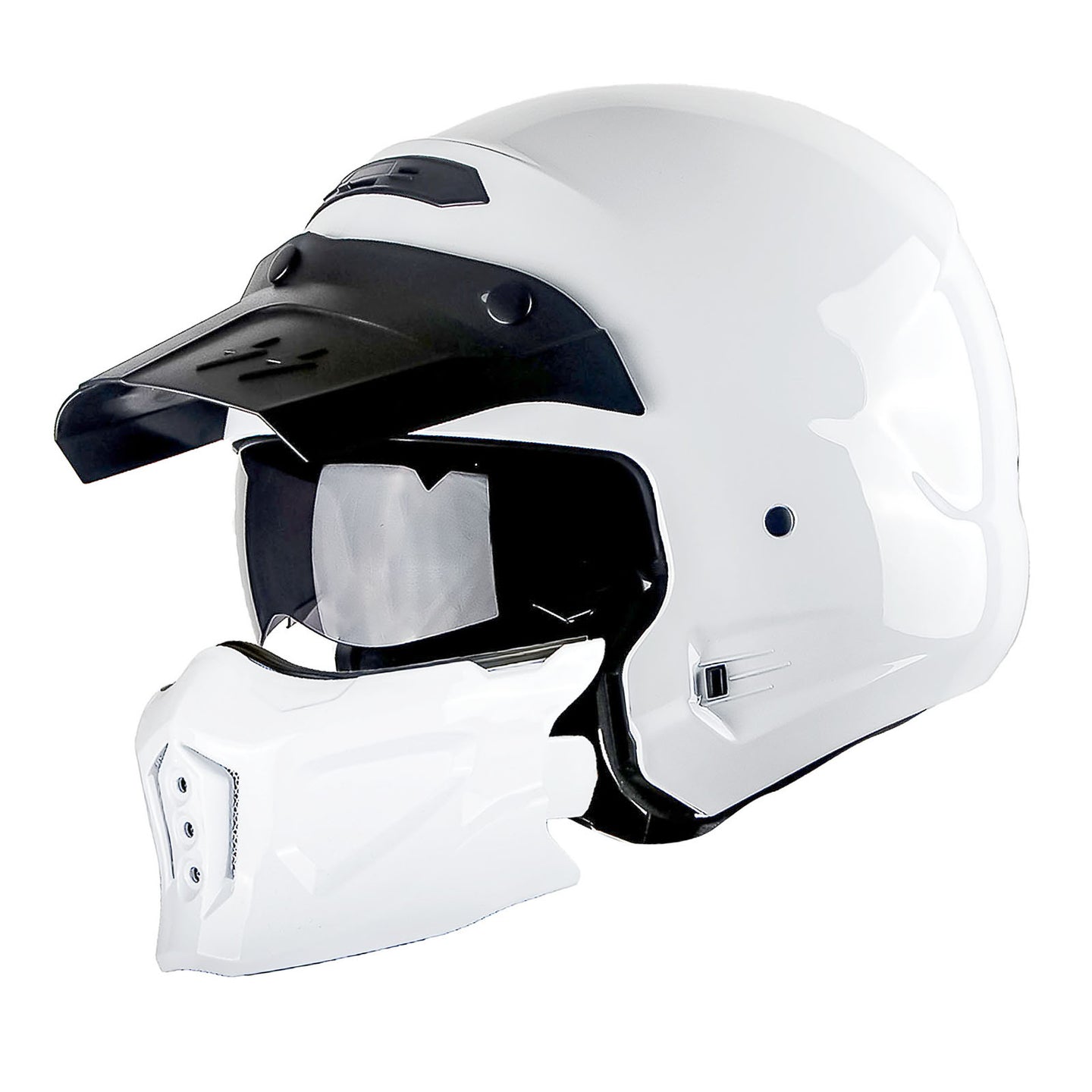 1Storm Motorcycle Full Face Helmet Open Face Helmet with Smoked Shield (Detachable Visor & Face Mask): HKY881S-E