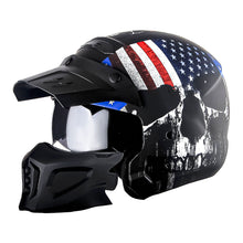1Storm Motorcycle Full Face Helmet Open Face Helmet with Smoked Shield (Detachable Visor & Face Mask): HKY881S-E