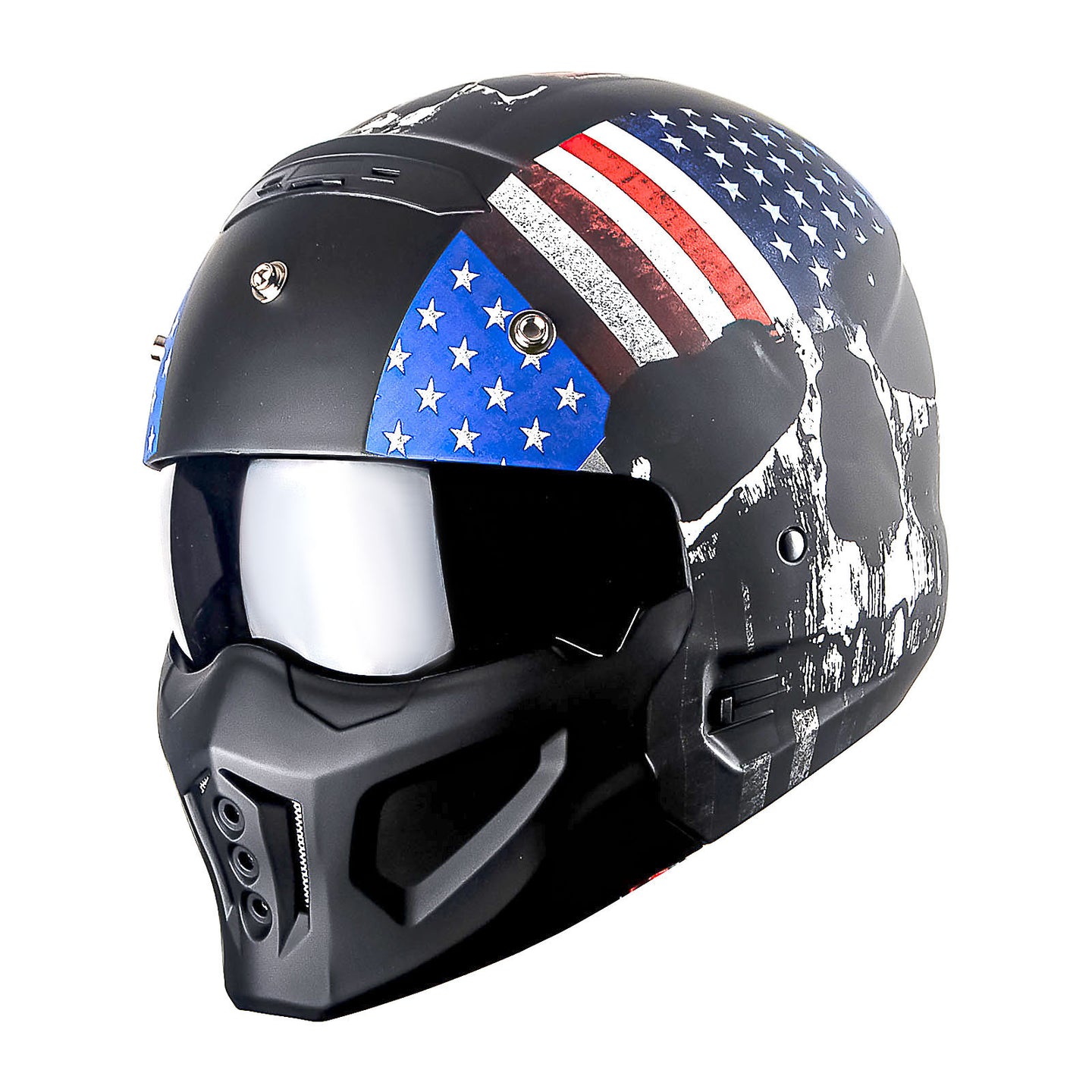 1Storm Motorcycle Full Face Helmet Open Face Helmet with Smoked Shield (Detachable Visor & Face Mask): HKY881S-E