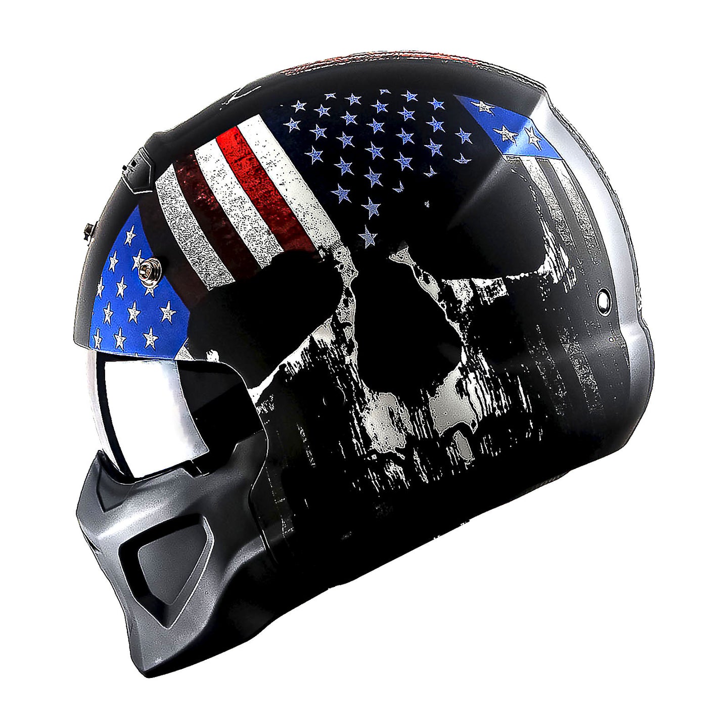 1Storm Motorcycle Full Face Helmet Open Face Helmet with Smoked Shield (Detachable Visor & Face Mask): HKY881S-E