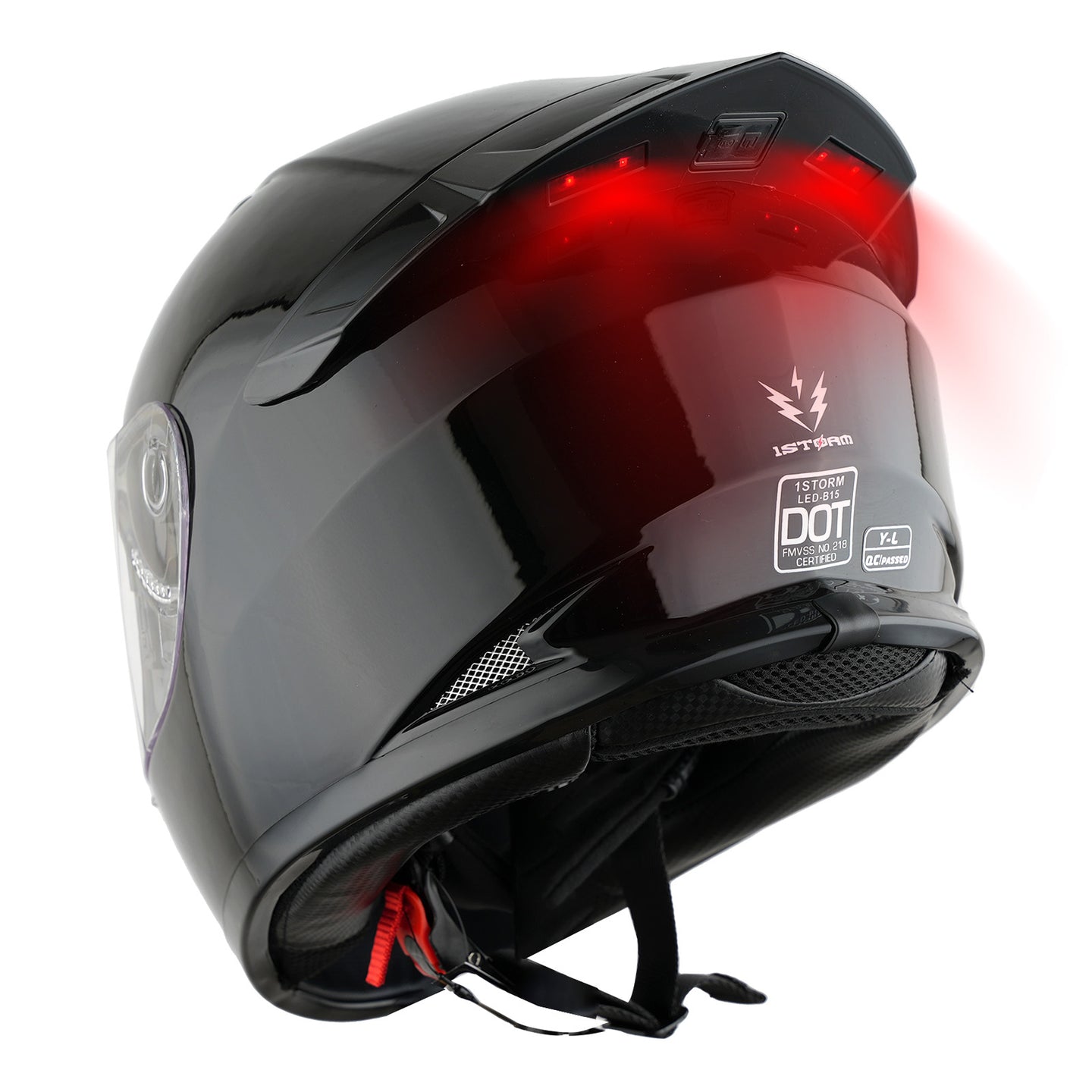 1Storm Motorcycle Youth Kids Street Dirt Bike ATV BMX MX Go Cart Karting Full Face Helmet with LED Tail Light: LED-B15