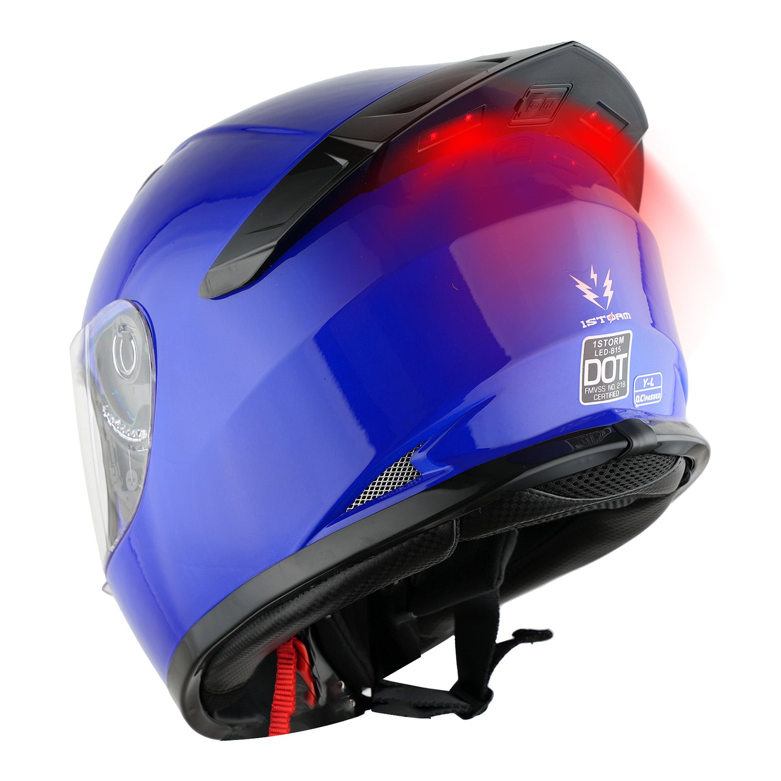 1Storm Motorcycle Youth Kids Street Dirt Bike ATV BMX MX Go Cart Karting Full Face Helmet with LED Tail Light: LED-B15