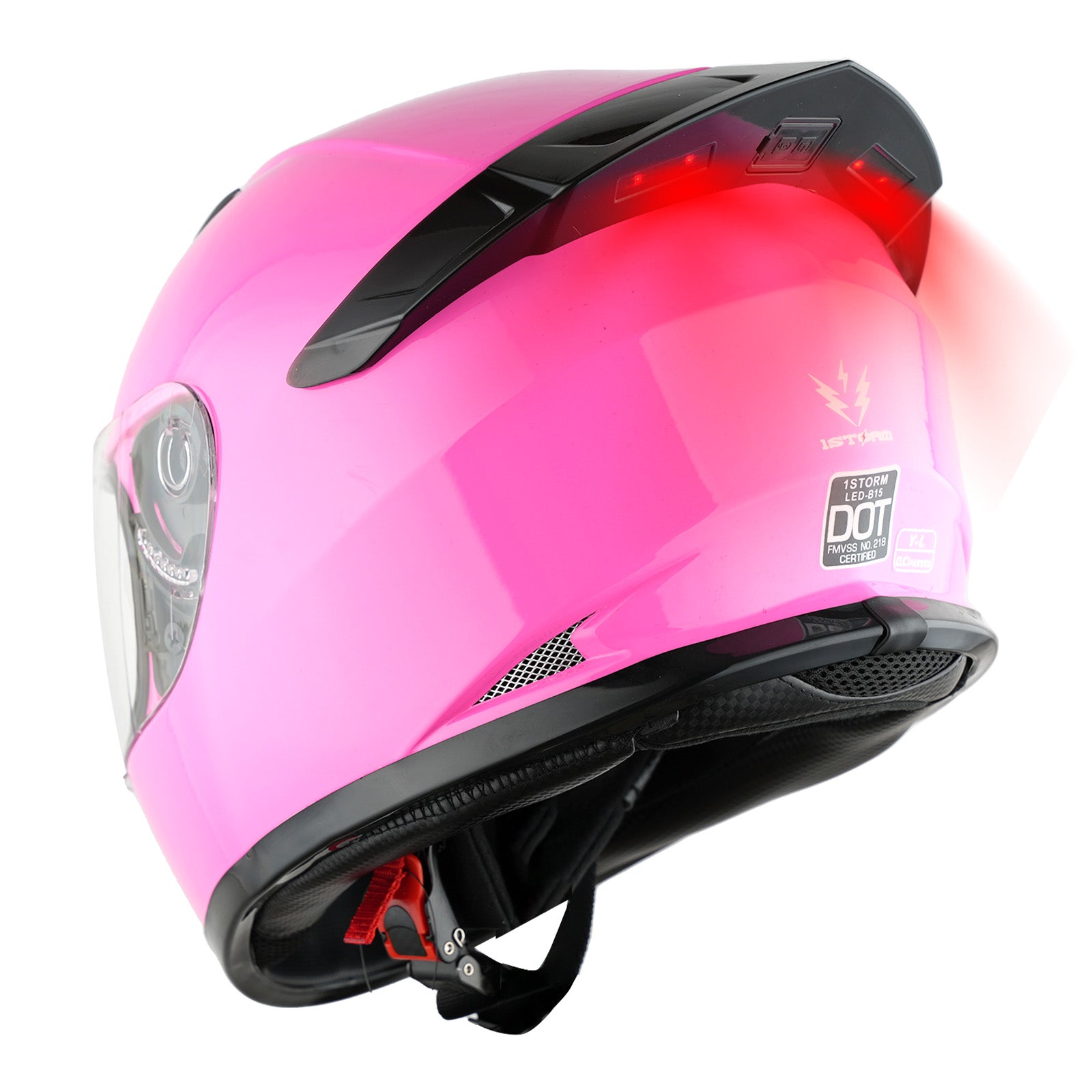1Storm Motorcycle Youth Kids Street Dirt Bike ATV BMX MX Go Cart Karting Full Face Helmet with LED Tail Light: LED-B15