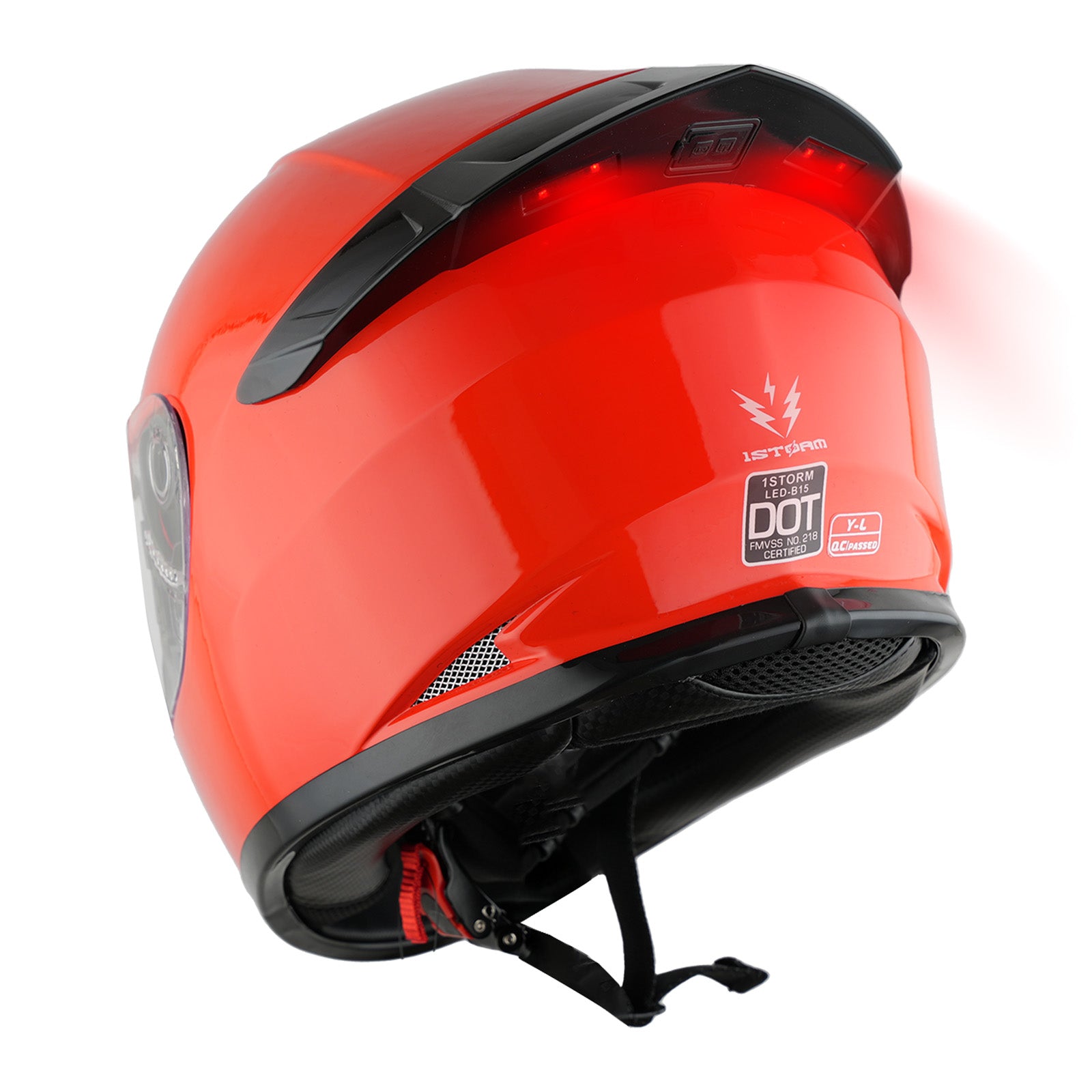 1Storm Motorcycle Youth Kids Street Dirt Bike ATV BMX MX Go Cart Karting Full Face Helmet with LED Tail Light: LED-B15