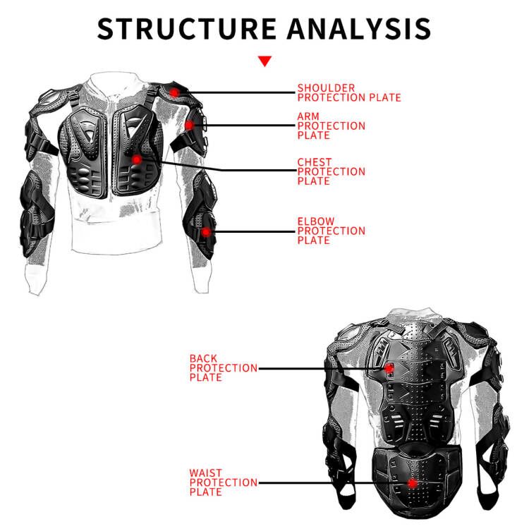 WOW Motorcycle Motocross Bike Guard Protector Adult Body Armor A1 Black