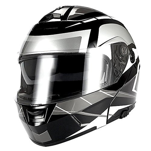 1Storm Motorcycle Street Bike Modular/Flip up Dual Visor Sun Shield Full Face Helmet: HJA119