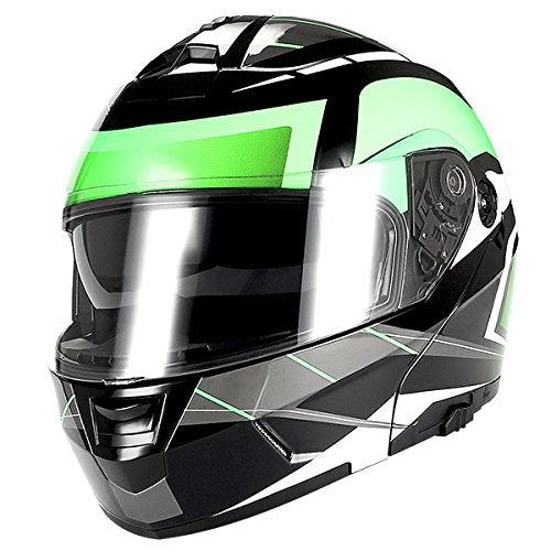 1Storm Motorcycle Street Bike Modular/Flip up Dual Visor Sun Shield Full Face Helmet: HJA119