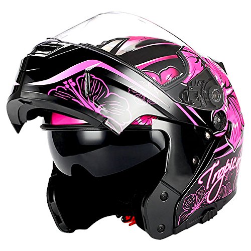 1Storm Motorcycle Street Bike Modular/Flip up Dual Visor Sun Shield Full Face Helmet: HJA119