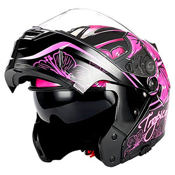 1Storm Motorcycle Street Bike Modular/Flip up Dual Visor Sun Shield Full Face Helmet: HJA119