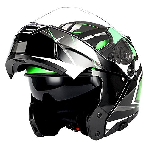 1Storm Motorcycle Street Bike Modular/Flip up Dual Visor Sun Shield Full Face Helmet: HJA119