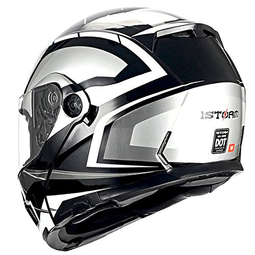 1Storm Motorcycle Street Bike Modular/Flip up Dual Visor Sun Shield Full Face Helmet: HJA119