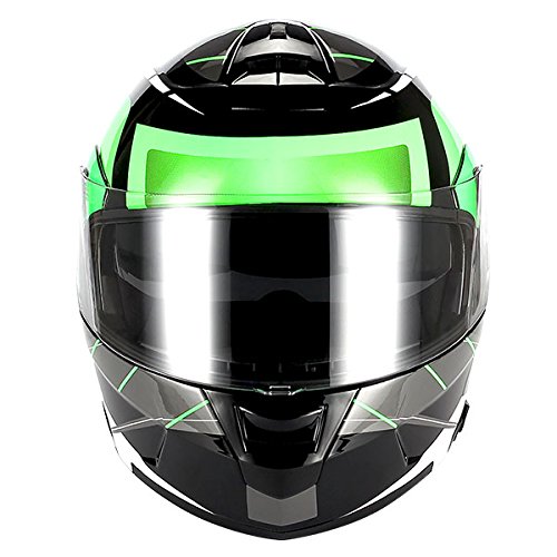 1Storm Motorcycle Street Bike Modular/Flip up Dual Visor Sun Shield Full Face Helmet: HJA119