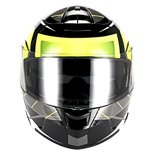 1Storm Motorcycle Street Bike Modular/Flip up Dual Visor Sun Shield Full Face Helmet: HJA119