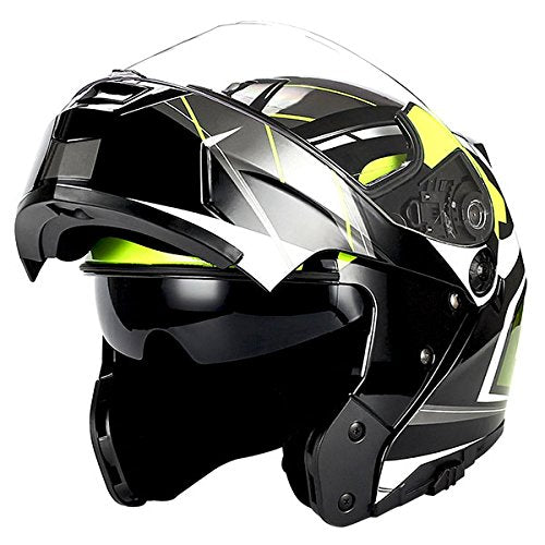 1Storm Motorcycle Street Bike Modular/Flip up Dual Visor Sun Shield Full Face Helmet: HJA119