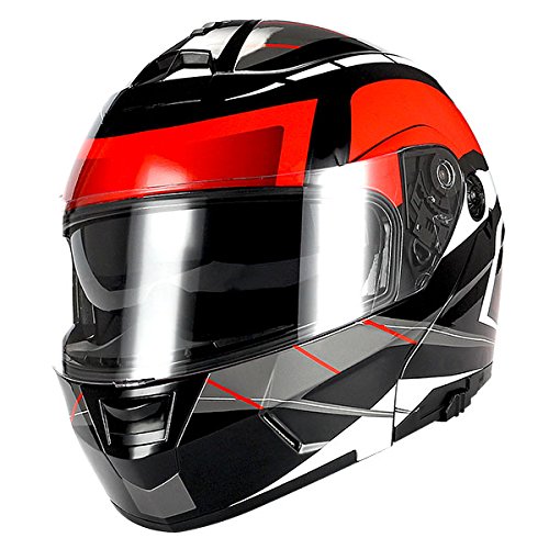 1Storm Motorcycle Street Bike Modular/Flip up Dual Visor Sun Shield Full Face Helmet: HJA119