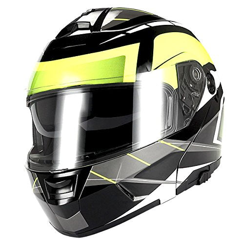 1Storm Motorcycle Street Bike Modular/Flip up Dual Visor Sun Shield Full Face Helmet: HJA119