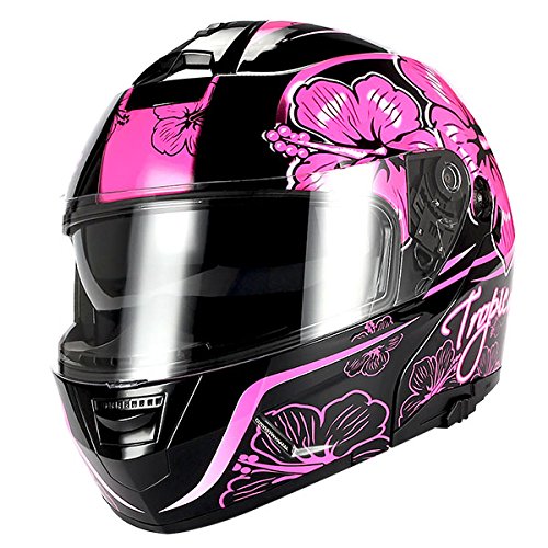 1Storm Motorcycle Street Bike Modular/Flip up Dual Visor Sun Shield Full Face Helmet: HJA119