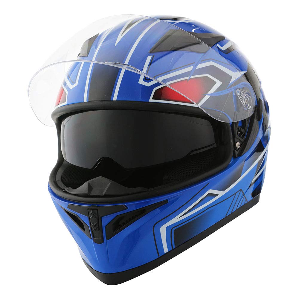 1Storm Motorcycle Dual Visor Full Face Helmet Panther: HJK316clear