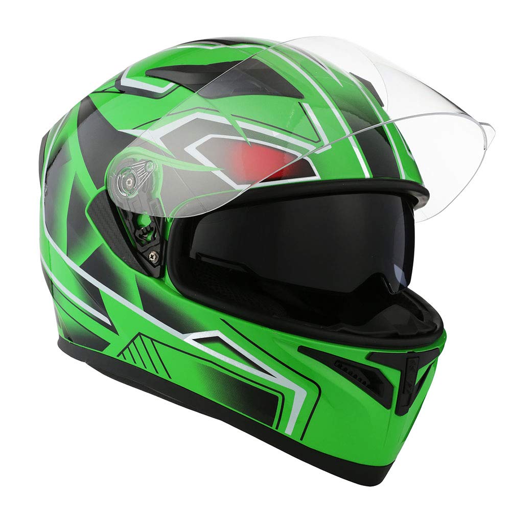 1Storm Motorcycle Dual Visor Full Face Helmet Panther: HJK316clear