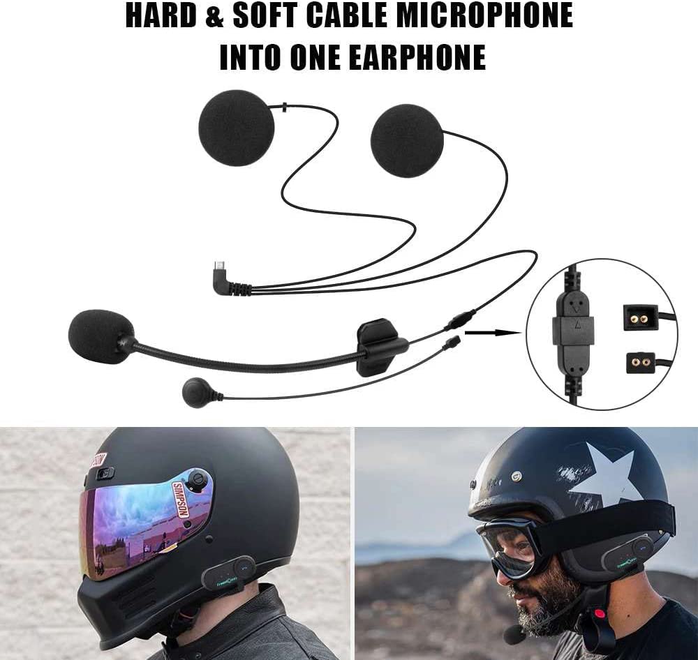 FreedConn Motorcycle Intercom Accessories Soft & Hard Earphone Mic for TMAX-E TMAX-S Helmet Intercom (5 Pin)