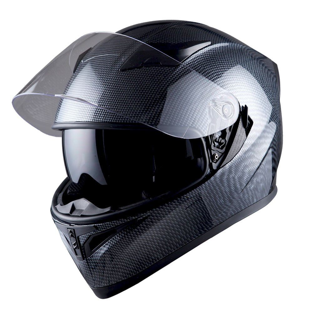 1Storm Motorcycle Dual Visor Full Face Helmet Panther: HJK316clear