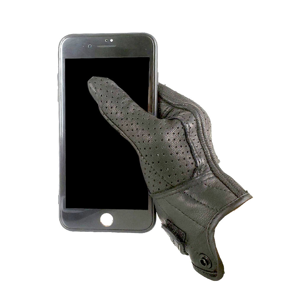 Martian Motocross Motorcycle Goat Leather Gloves BMX MX Bike Bicycle Cycling Hard Reinforced Knuckle Touch Screen Black: GLV_Martian