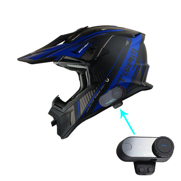 1Storm Adult Motocross Helmet BMX MX ATV Dirt Bike Downhill Mountain Bike Helmet Racing Style H637 + Motorcycle Bluetooth Headset