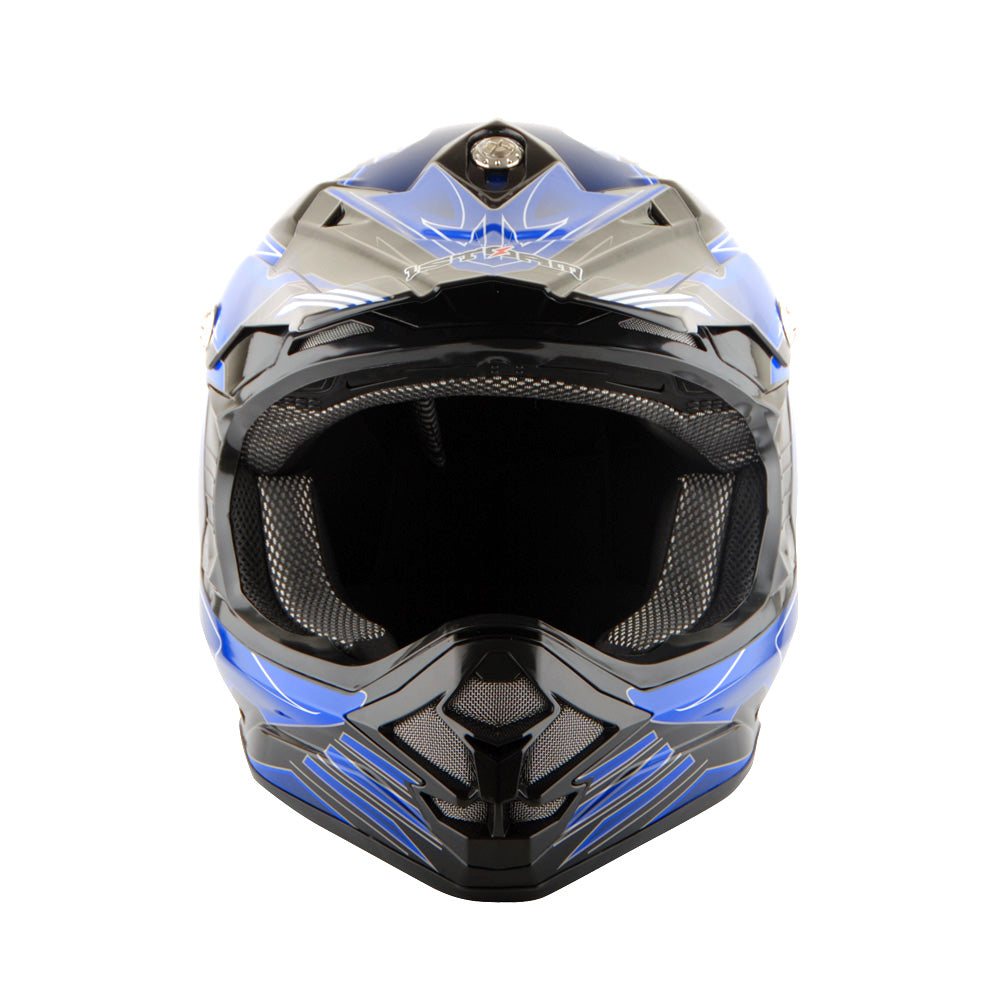 1Storm Adult Motocross Helmet BMX MX ATV Dirt Bike Downhill Mountain Bike Helmet Flying Style H819-5 + Motorcycle Bluetooth Headset: Flying Blue