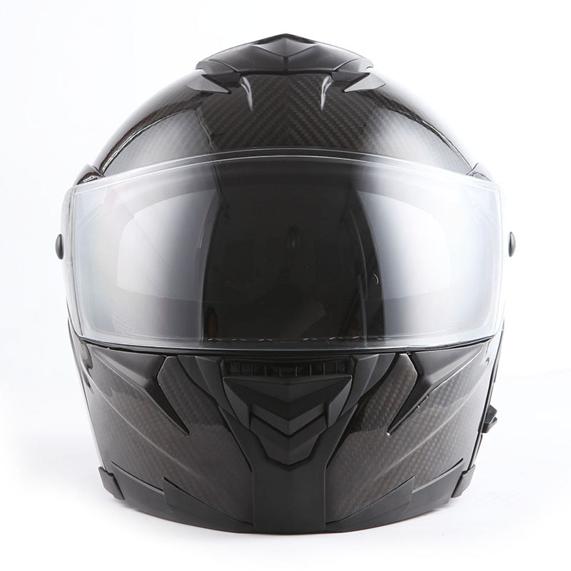 MARS Genuine Carbon Fiber Motorcycle Modular Flip up Full Face Helmet Dual Visor: HB-B1