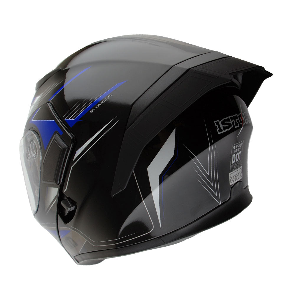 1Storm Motorcycle Modular Full Face Flip up Dual Visor Helmet + Spoiler + Motorcycle Bluetooth Headset: HB89
