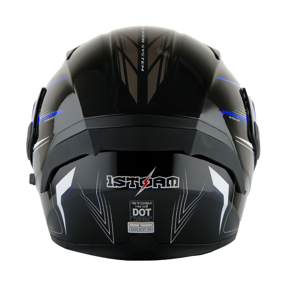 1Storm Motorcycle Modular Full Face Flip up Dual Visor Helmet + Spoiler + Motorcycle Bluetooth Headset: HB89